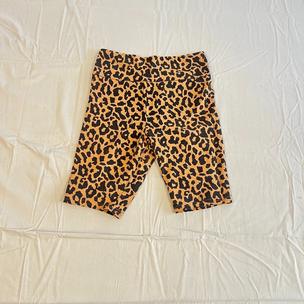 Wild Fable Biker Shorts‎ Womens Medium Black Brown Leopard Print Cotton Stretch